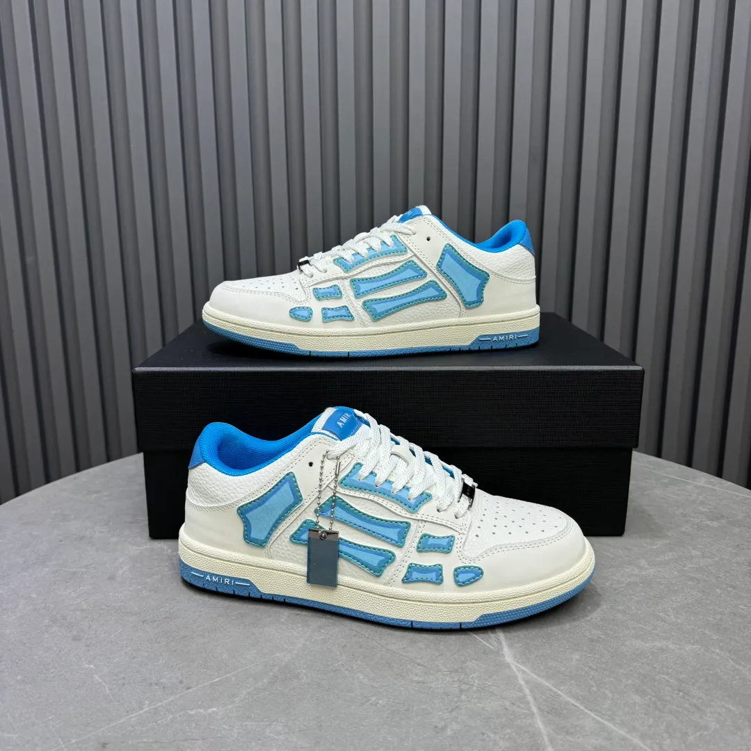 Men's men's shoes 💰600 AMIRI high street sneakers with bone sports shoes, toe layer cowhide upper, upper side bones, hand-stitched, good three-dimensional effect, customized metal LOGO, size 38-45 46